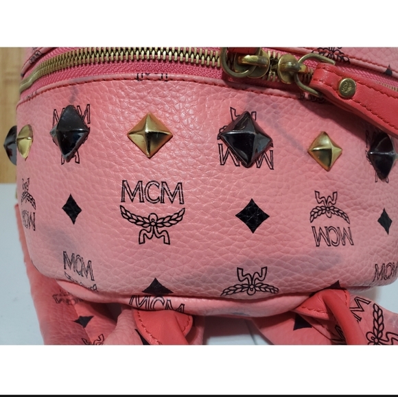 MCM Small Visetos Stark Backpack Pink - Picture 10 of 12